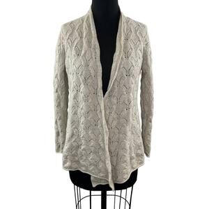 SAFFRON Womens Cream Cashmere Long Sleeve Open Front Cardigan Sweater Size M